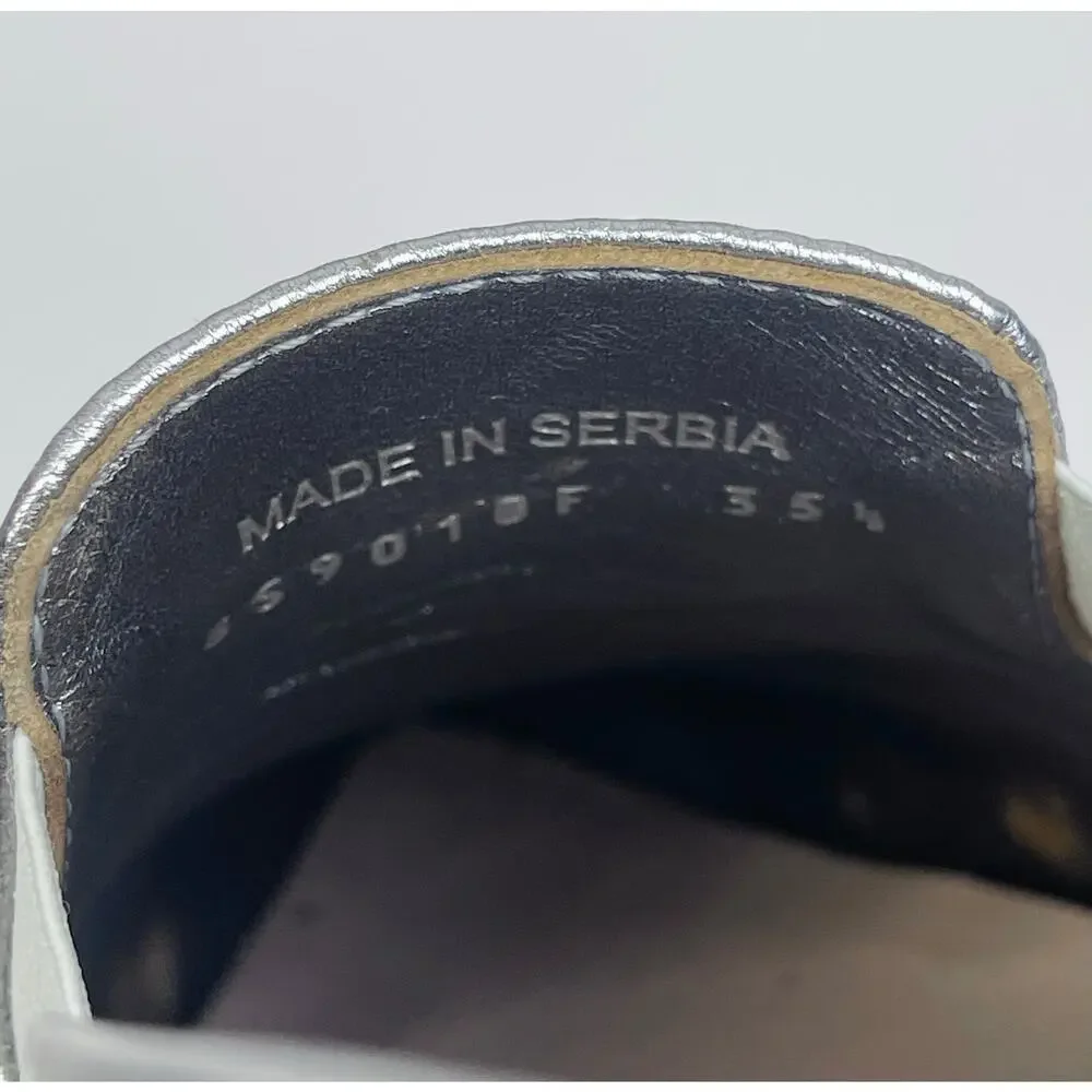 Miu Miu Silver Leather Pointed Toe Slip On Sneakers Loafers Sz 5.5 Prada - Picture 6 of 10